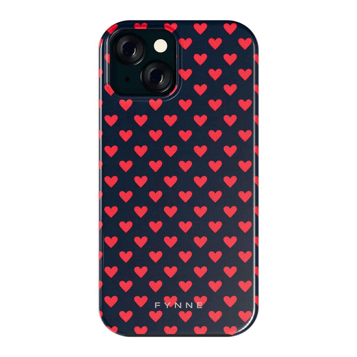 Middernacht Hartjes hoesje voor iPhone 15, achterkant