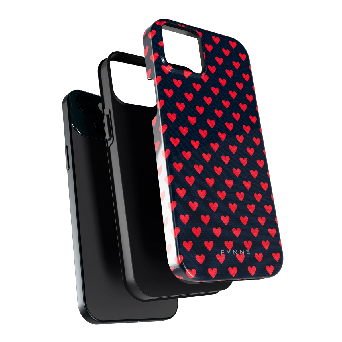 Middernacht Hartjes hoesje voor iPhone 15 Plus, los van de telefoon