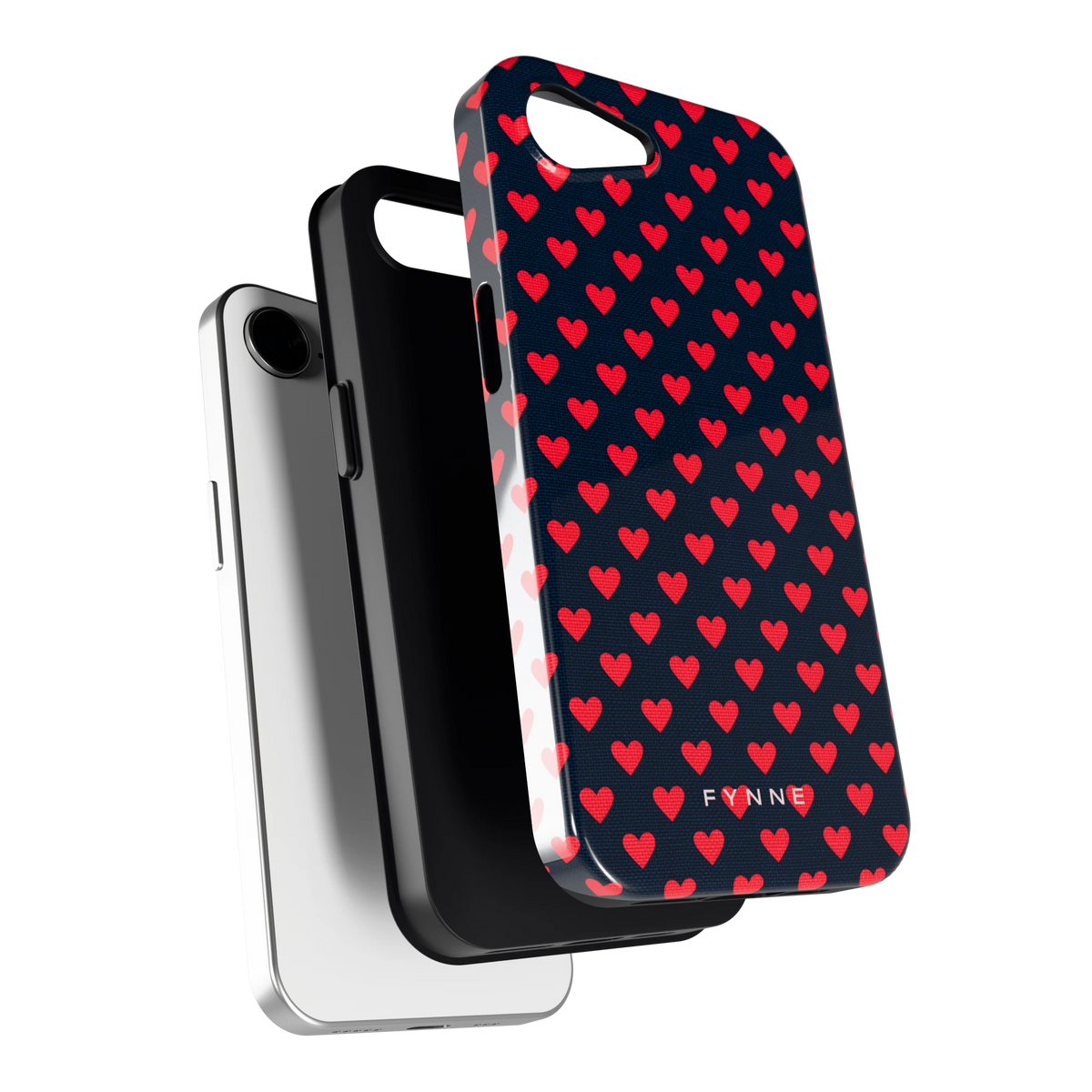 Middernacht Hartjes hoesje voor iPhone 16e, los van de telefoon