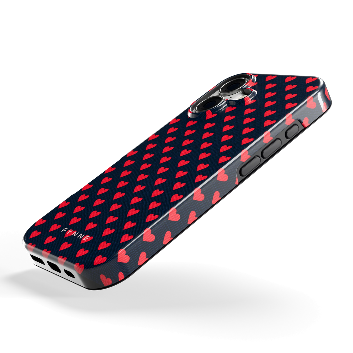 Middernacht Hartjes hoesje voor iPhone 17, schuin