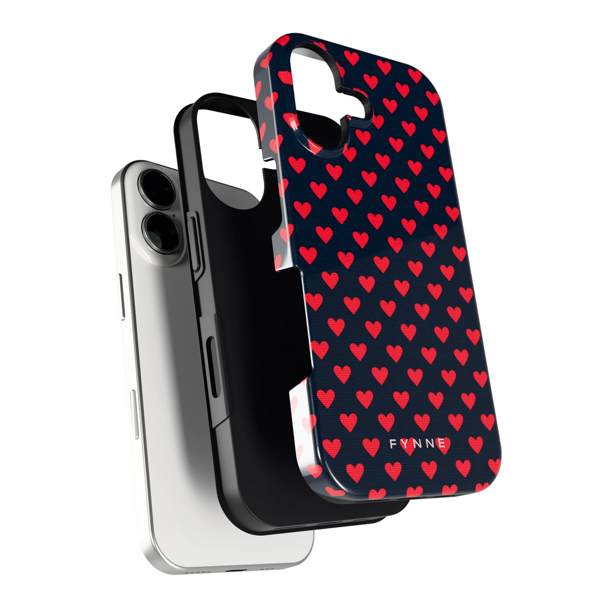 Middernacht Hartjes hoesje voor iPhone 17, los van de telefoon