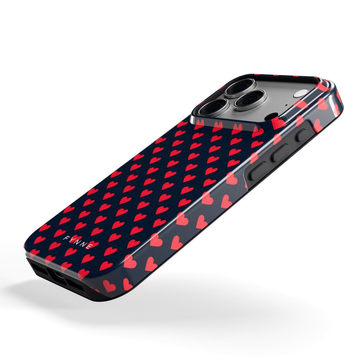 Middernacht Hartjes hoesje voor iPhone 18 Pro, schuin