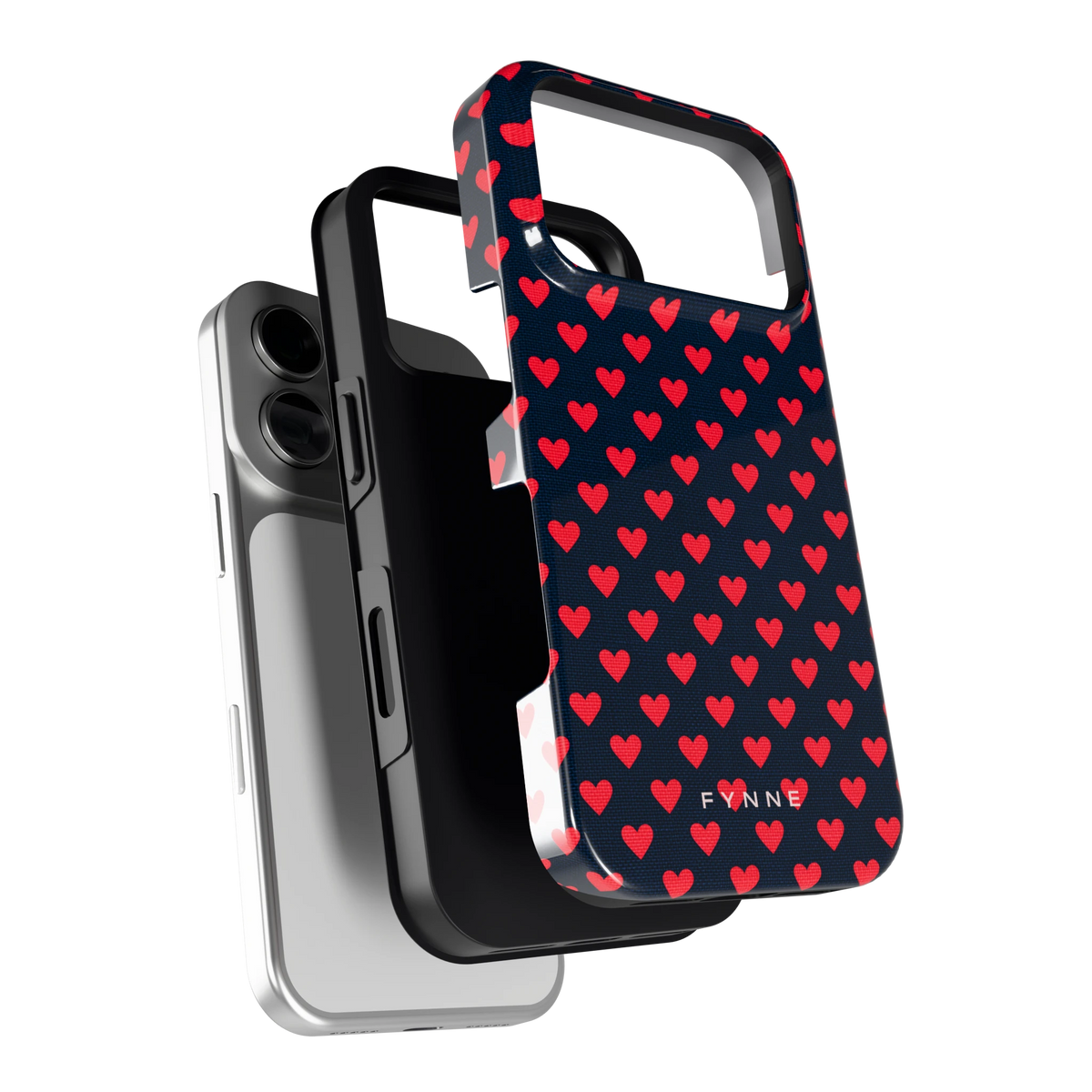 Middernacht Hartjes hoesje voor iPhone 18 Pro, los van de telefoon