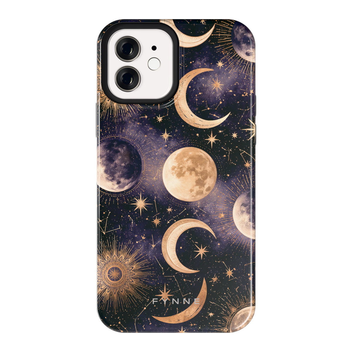 Maanfasen om Middernacht hoesje voor iPhone 12, achterkant