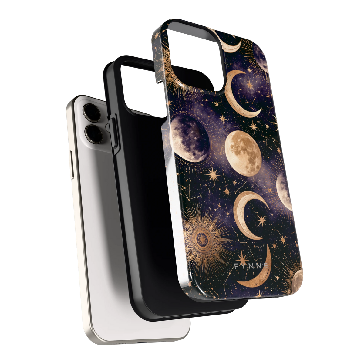 Maanfasen om Middernacht hoesje voor iPhone 12, los van de telefoon