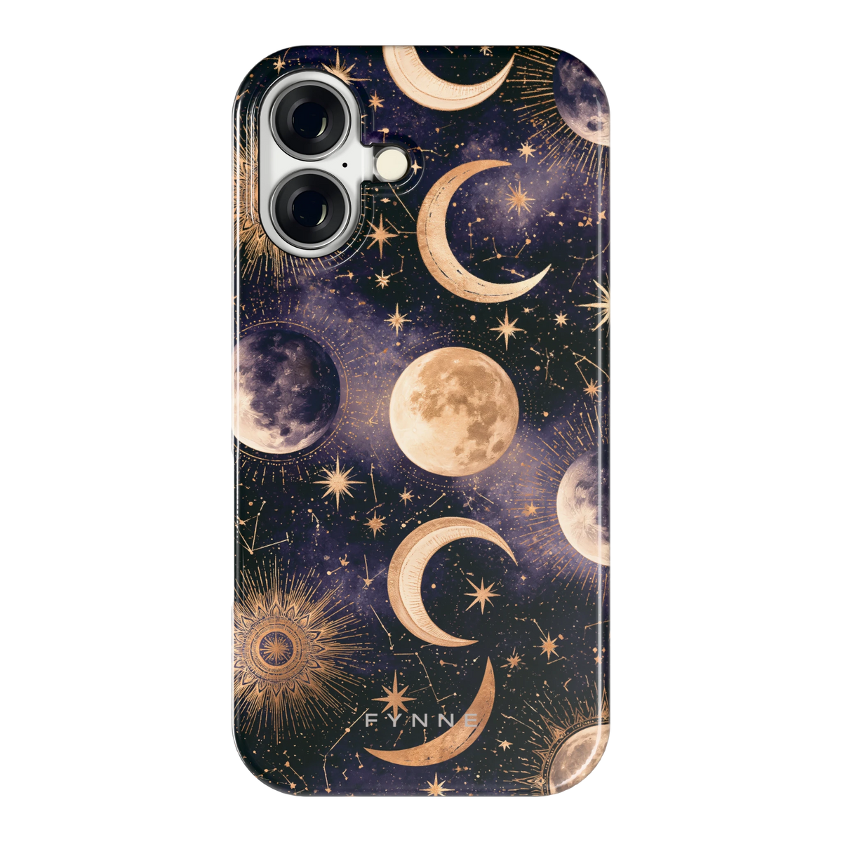 Maanfasen om Middernacht hoesje voor iPhone 16, achterkant