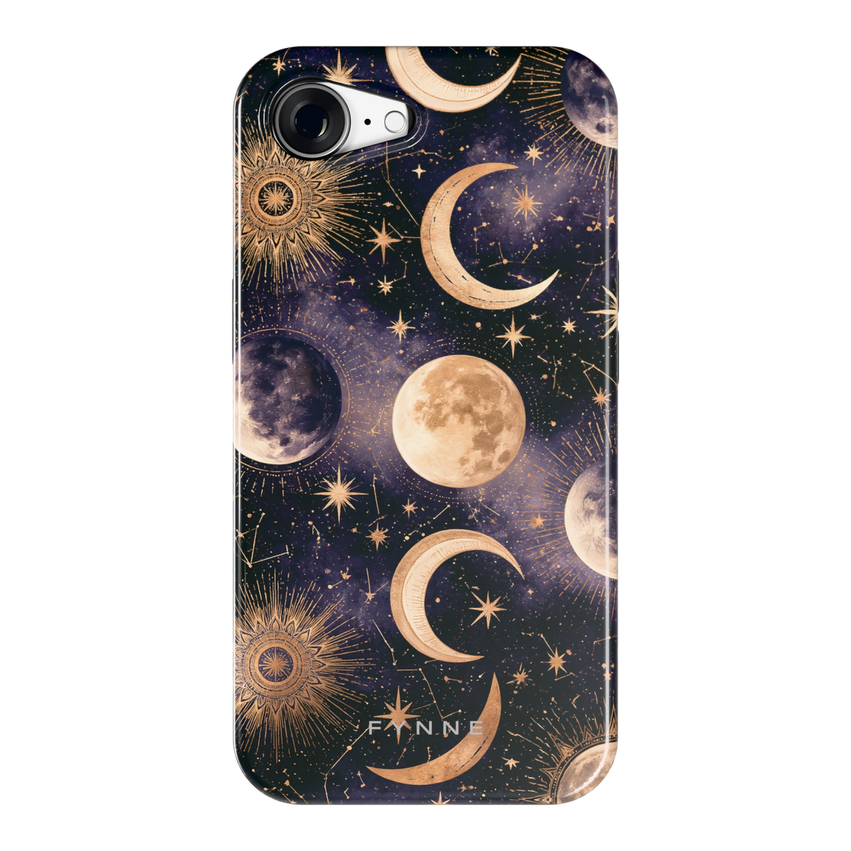 Maanfasen om Middernacht hoesje voor iPhone 16e, achterkant