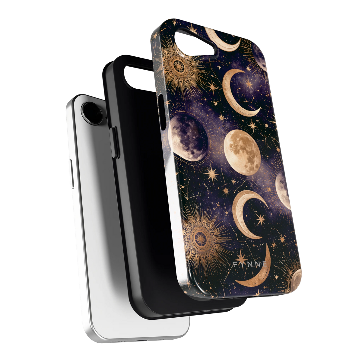 Maanfasen om Middernacht hoesje voor iPhone 16e, los van de telefoon