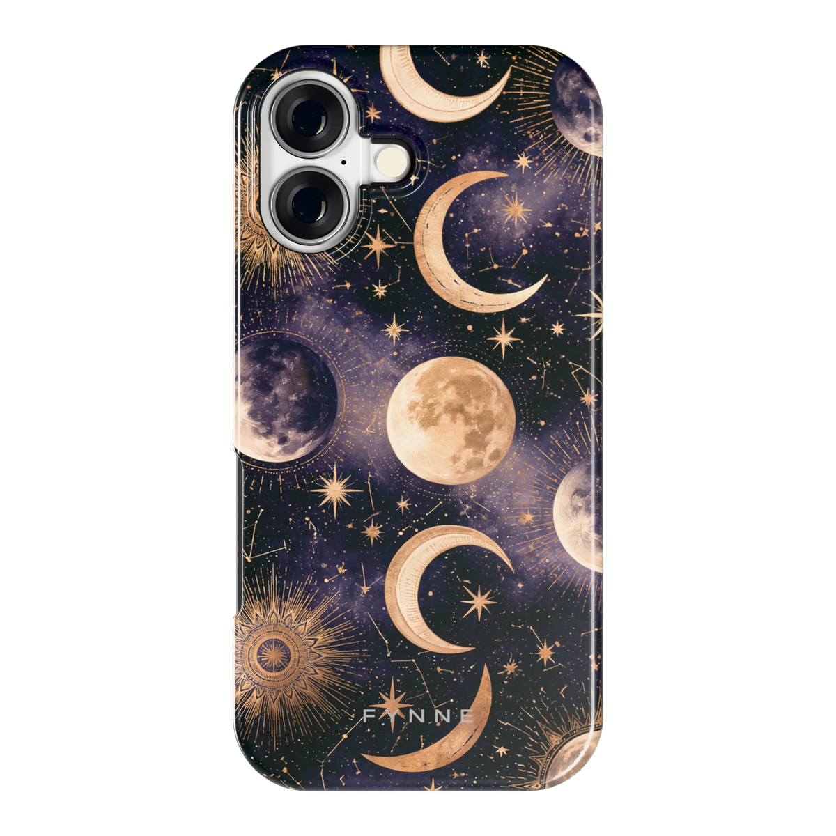 Maanfasen om Middernacht hoesje voor iPhone 17, achterkant