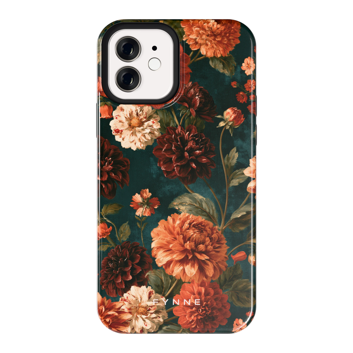 Sfeervolle Dahliatuin hoesje voor iPhone 12, achterkant