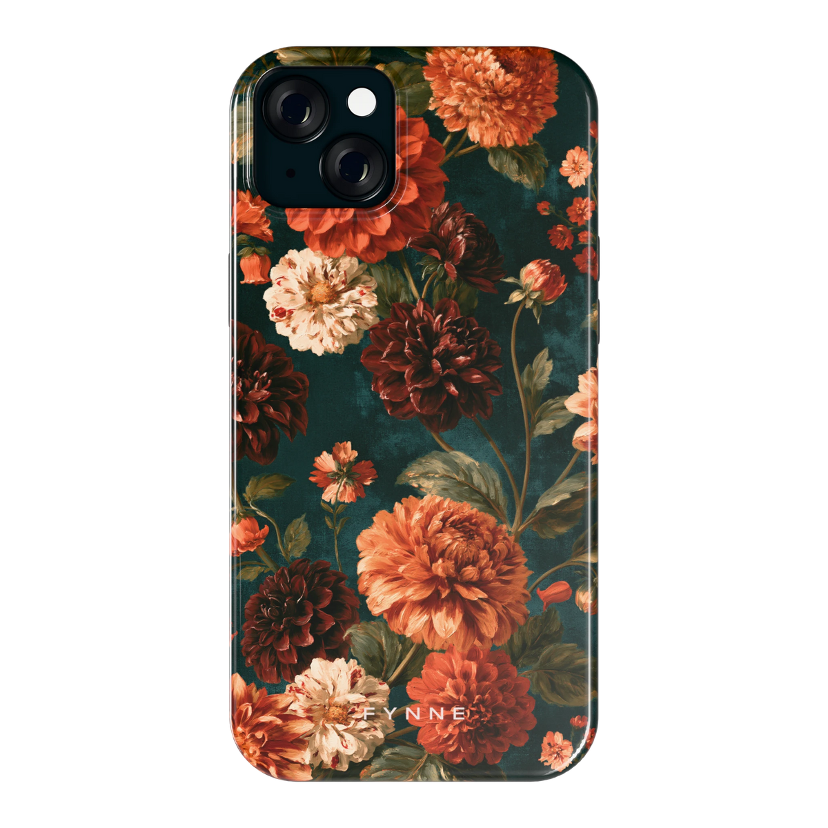 Sfeervolle Dahliatuin hoesje voor iPhone 15 Plus, achterkant