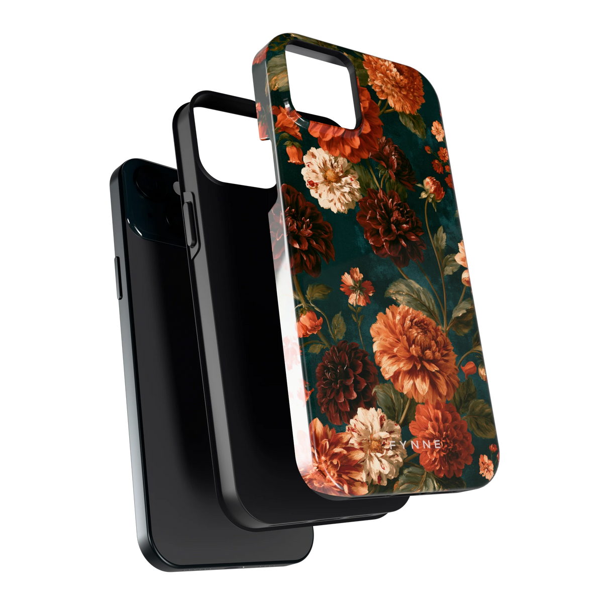 Sfeervolle Dahliatuin hoesje voor iPhone 15 Plus, los van de telefoon