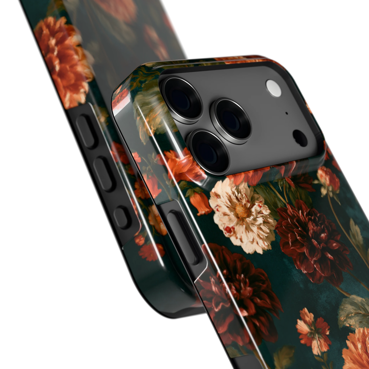 Sfeervolle Dahliatuin hoesje voor iPhone 18 Pro Max, close-up