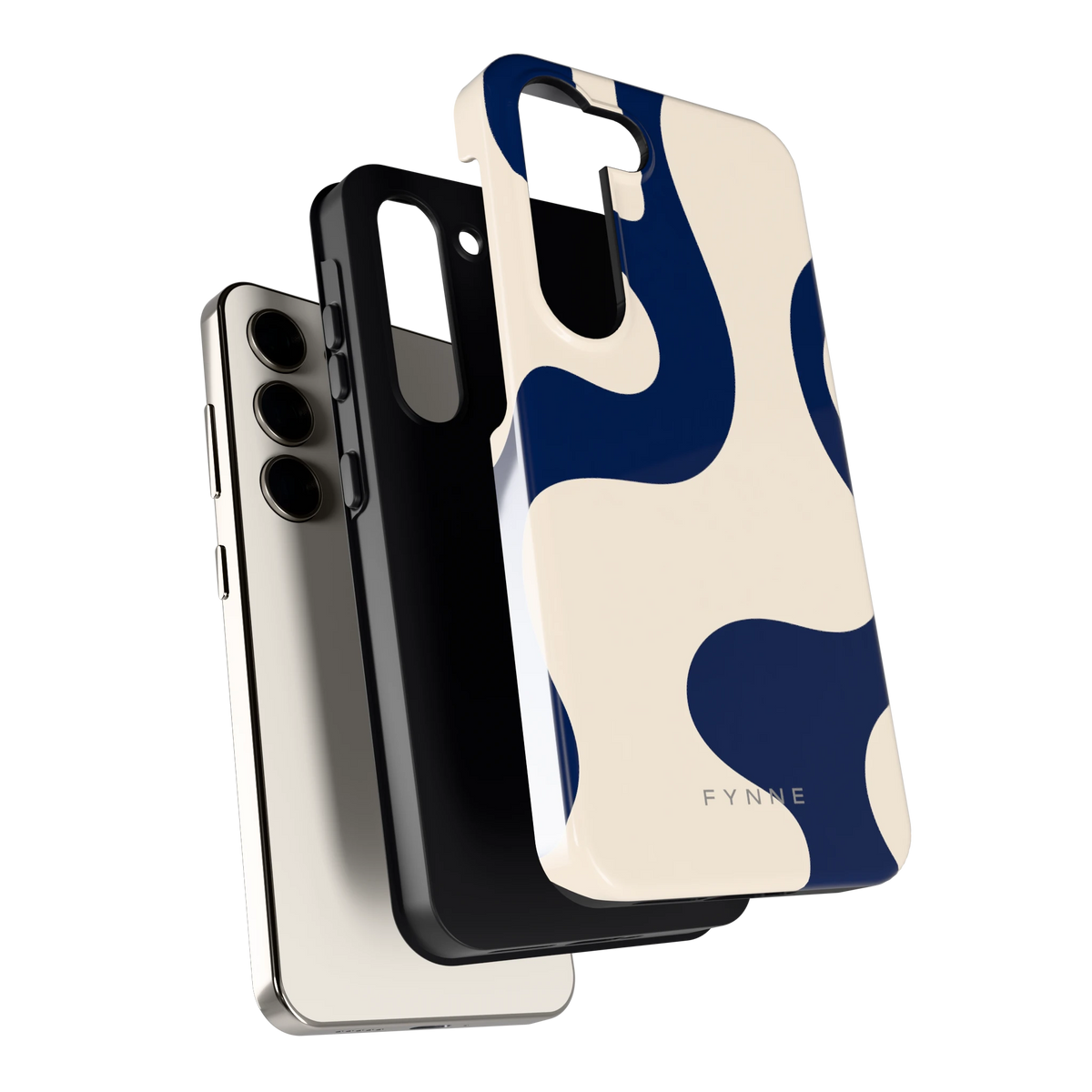 Marineblauwe golven hoesje voor Galaxy S23, los van de telefoon