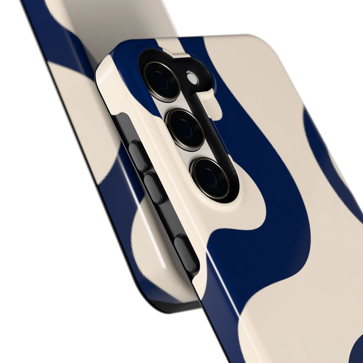 Marineblauwe golven hoesje voor Galaxy S23, close-up