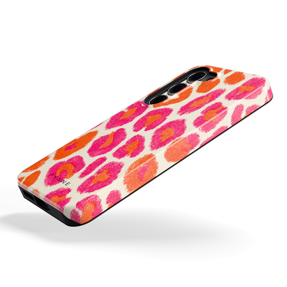 Neon Luipaardvlekken hoesje voor Galaxy S23, schuin
