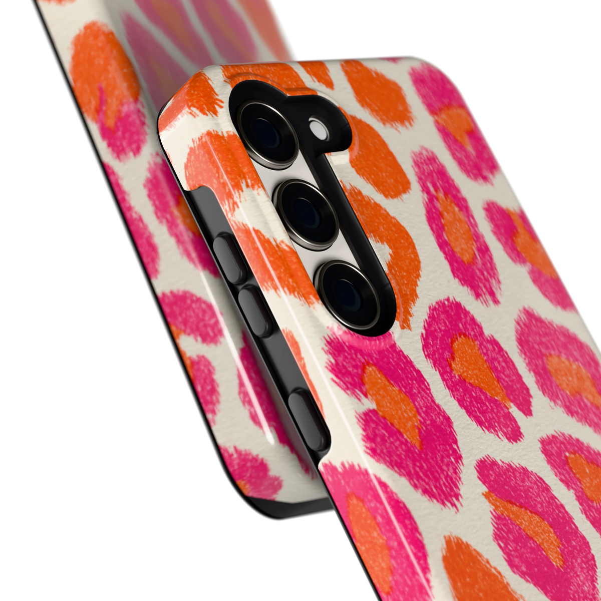 Neon Luipaardvlekken hoesje voor Galaxy S23, close-up