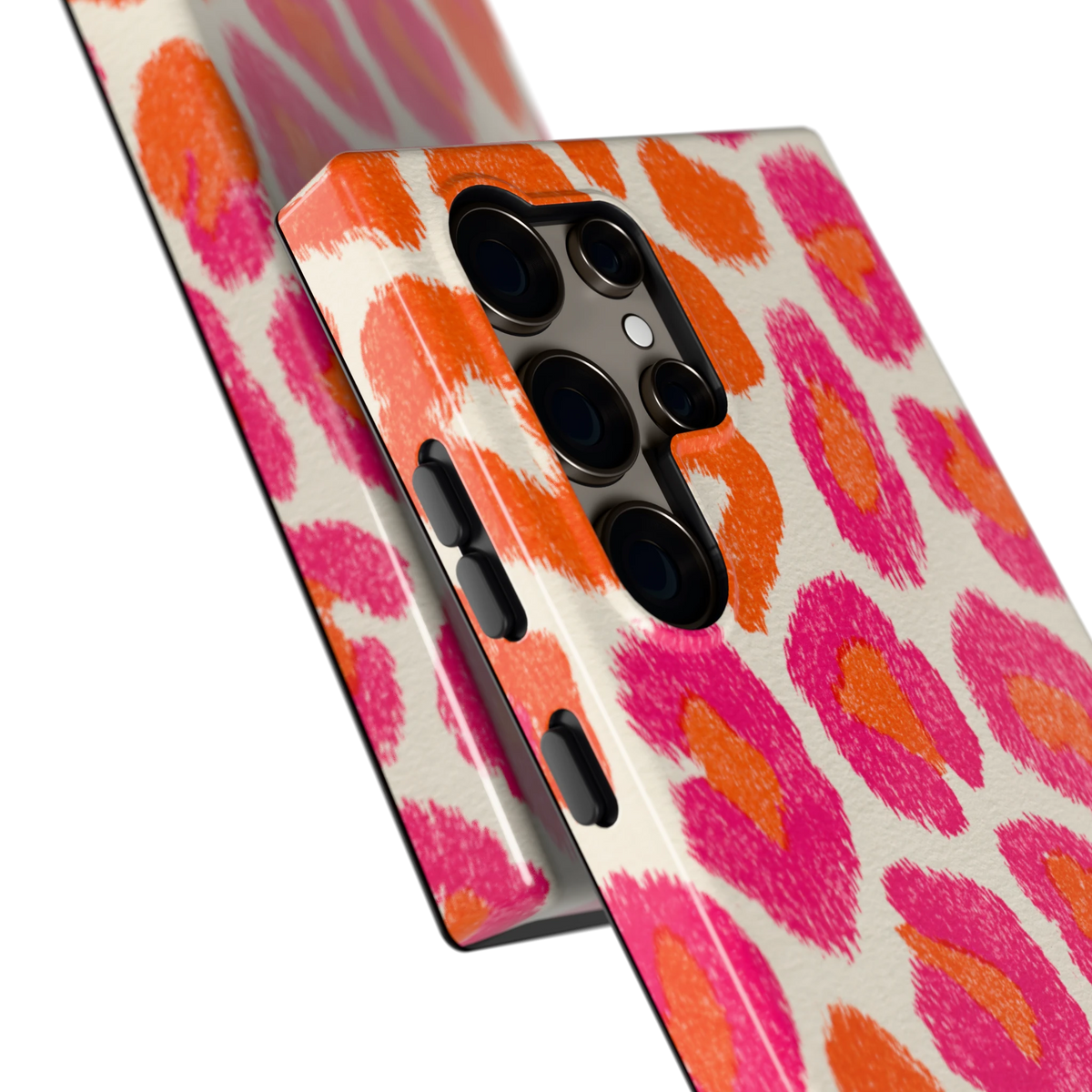 Neon Luipaardvlekken hoesje voor Galaxy S24 Ultra, close-up