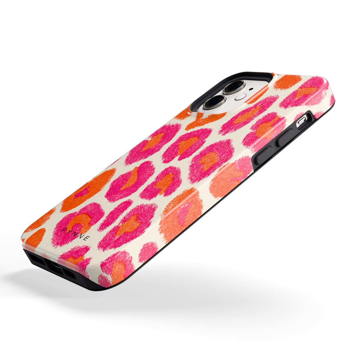 Neon Luipaardvlekken hoesje voor iPhone 12, schuin