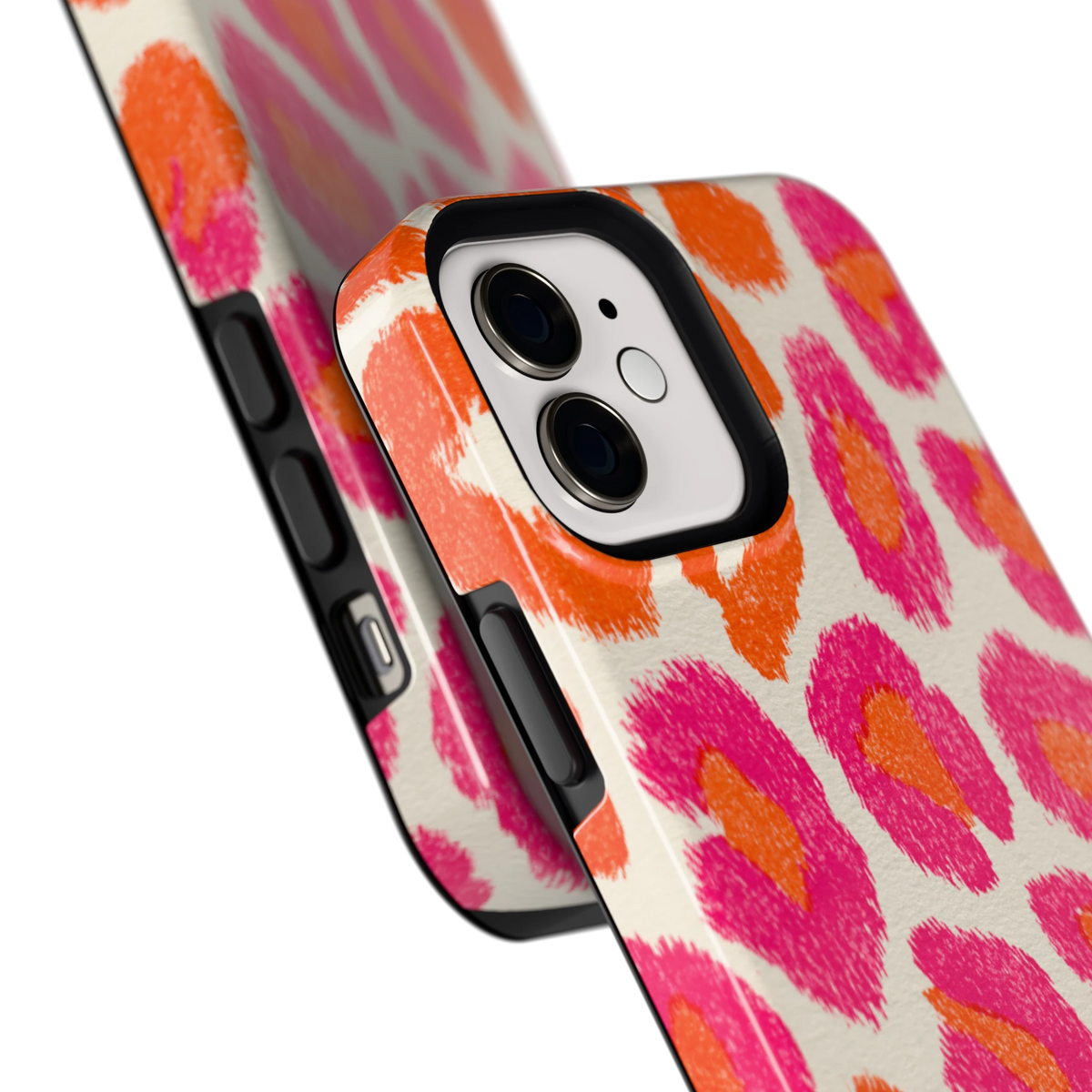 Neon Luipaardvlekken hoesje voor iPhone 12, close-up