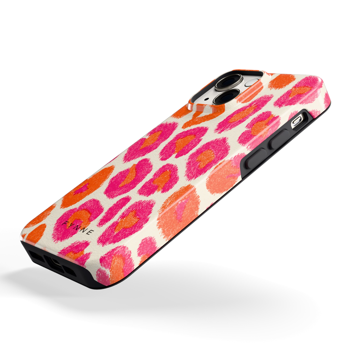 Neon Luipaardvlekken hoesje voor iPhone 13 mini, schuin