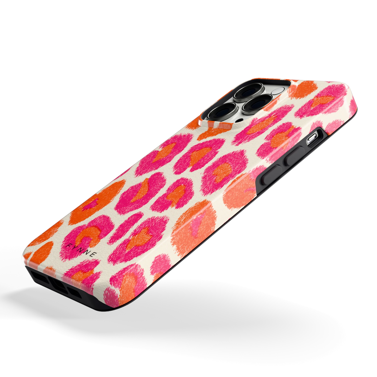Neon Luipaardvlekken hoesje voor iPhone 13 Pro, schuin