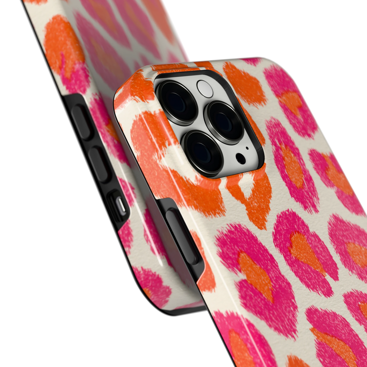 Neon Luipaardvlekken hoesje voor iPhone 13 Pro Max, close-up