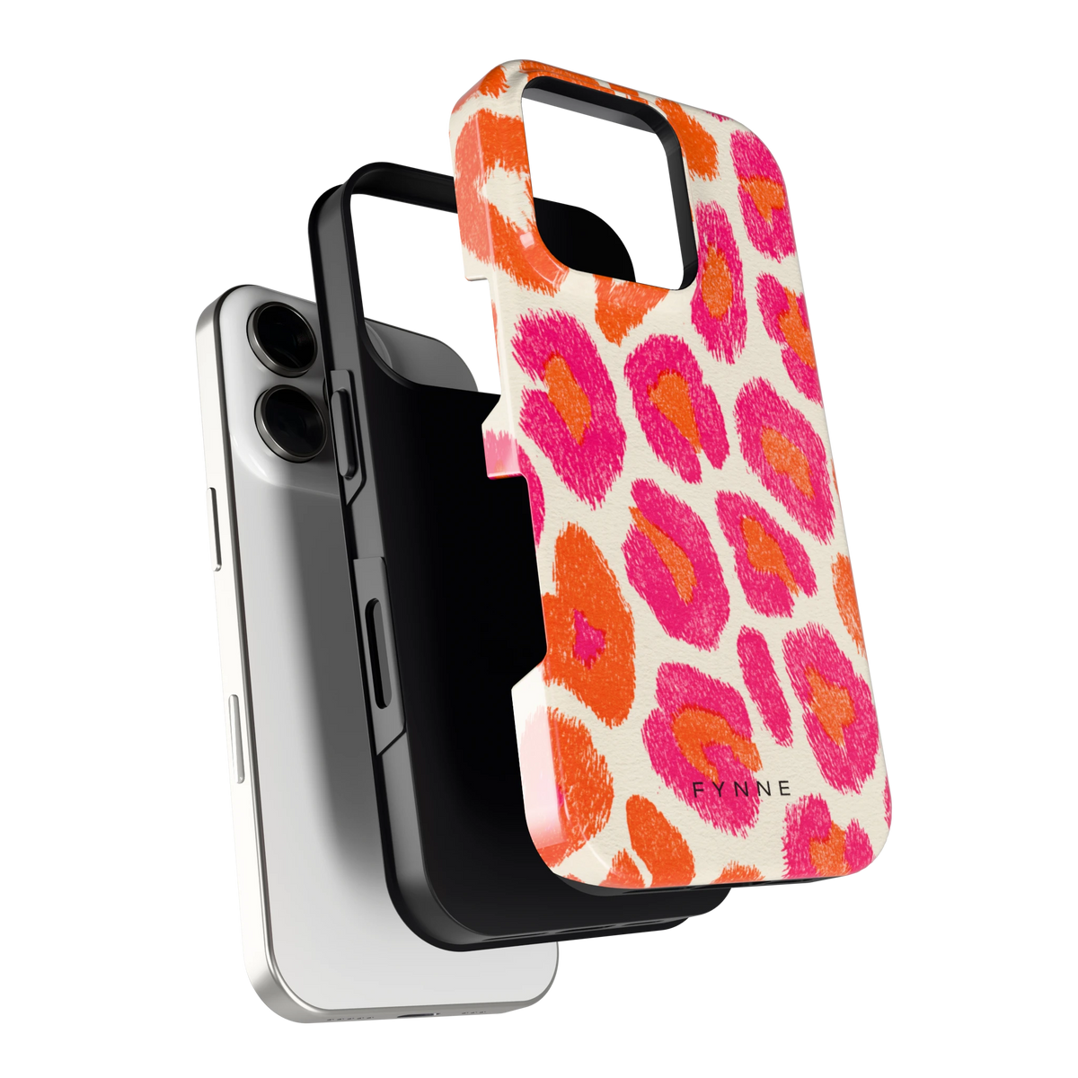 Neon Luipaardvlekken hoesje voor iPhone 16 Pro, los van de telefoon