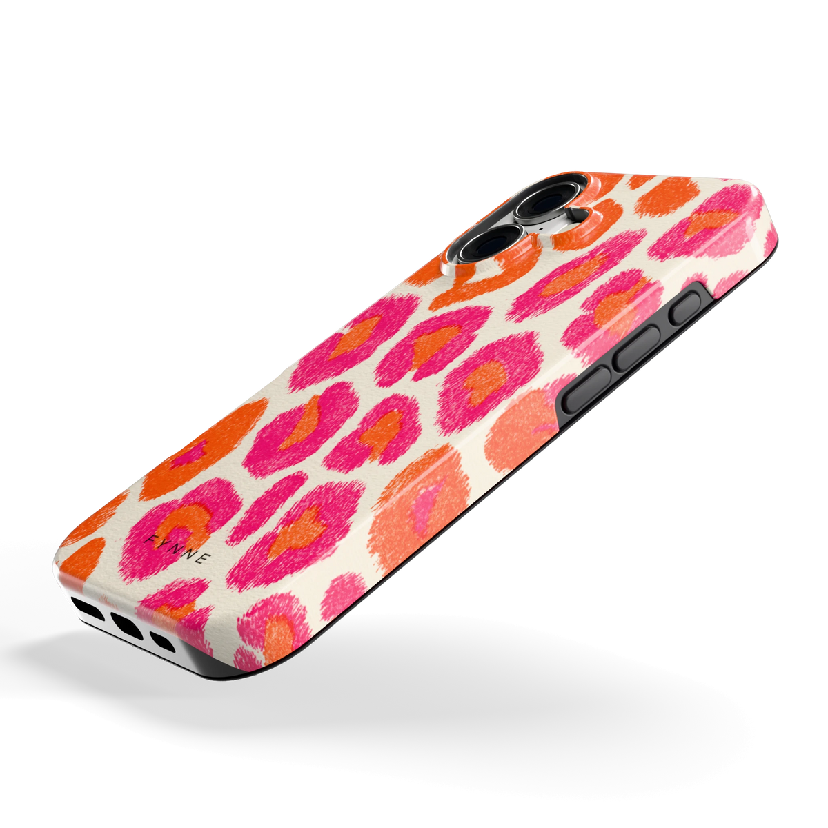 Neon Luipaardvlekken hoesje voor iPhone 17, schuin