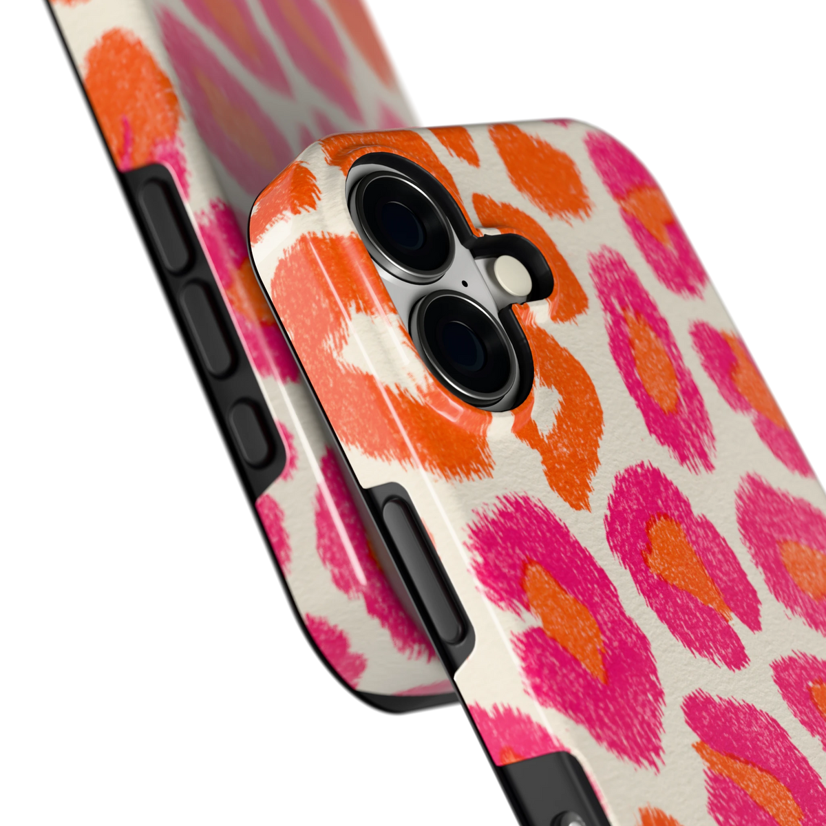 Neon Luipaardvlekken hoesje voor iPhone 17, close-up