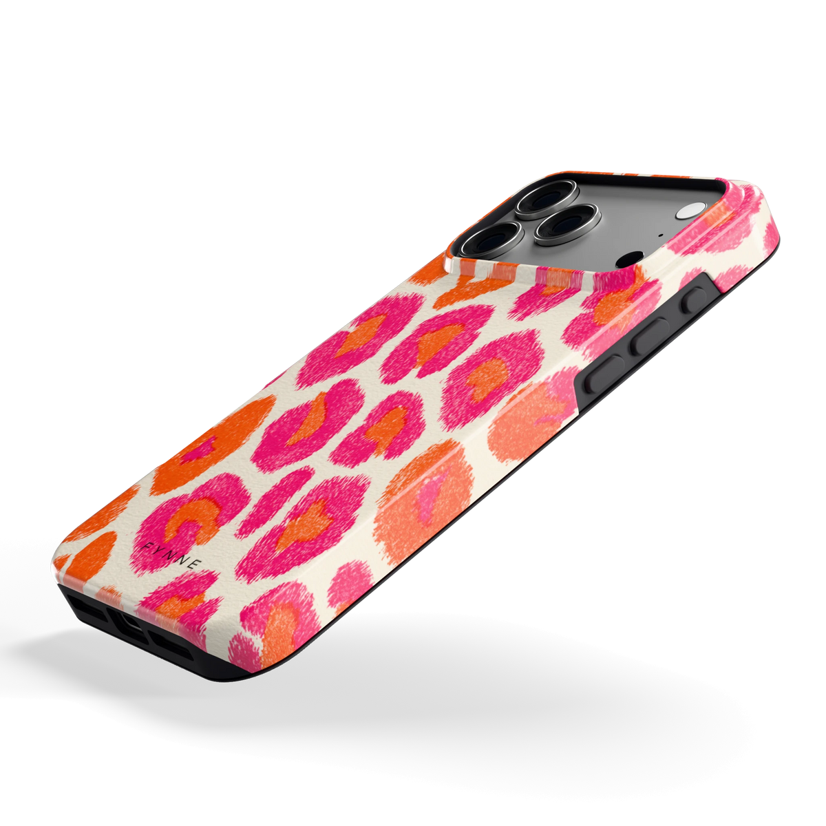Neon Luipaardvlekken hoesje voor iPhone 17 Pro Max, schuin