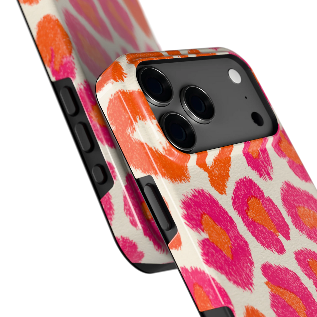 Neon Luipaardvlekken hoesje voor iPhone 17 Pro Max, close-up