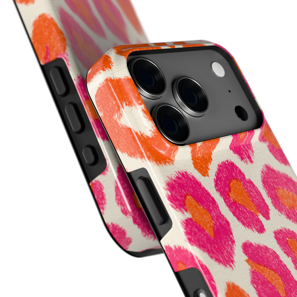 Neon Luipaardvlekken hoesje voor iPhone 18 Pro, close-up