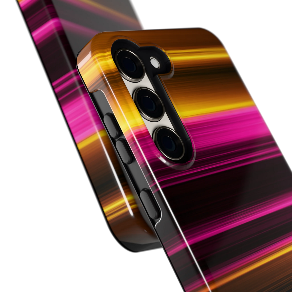 Neon Lichtstrepen hoesje voor Galaxy S23, close-up