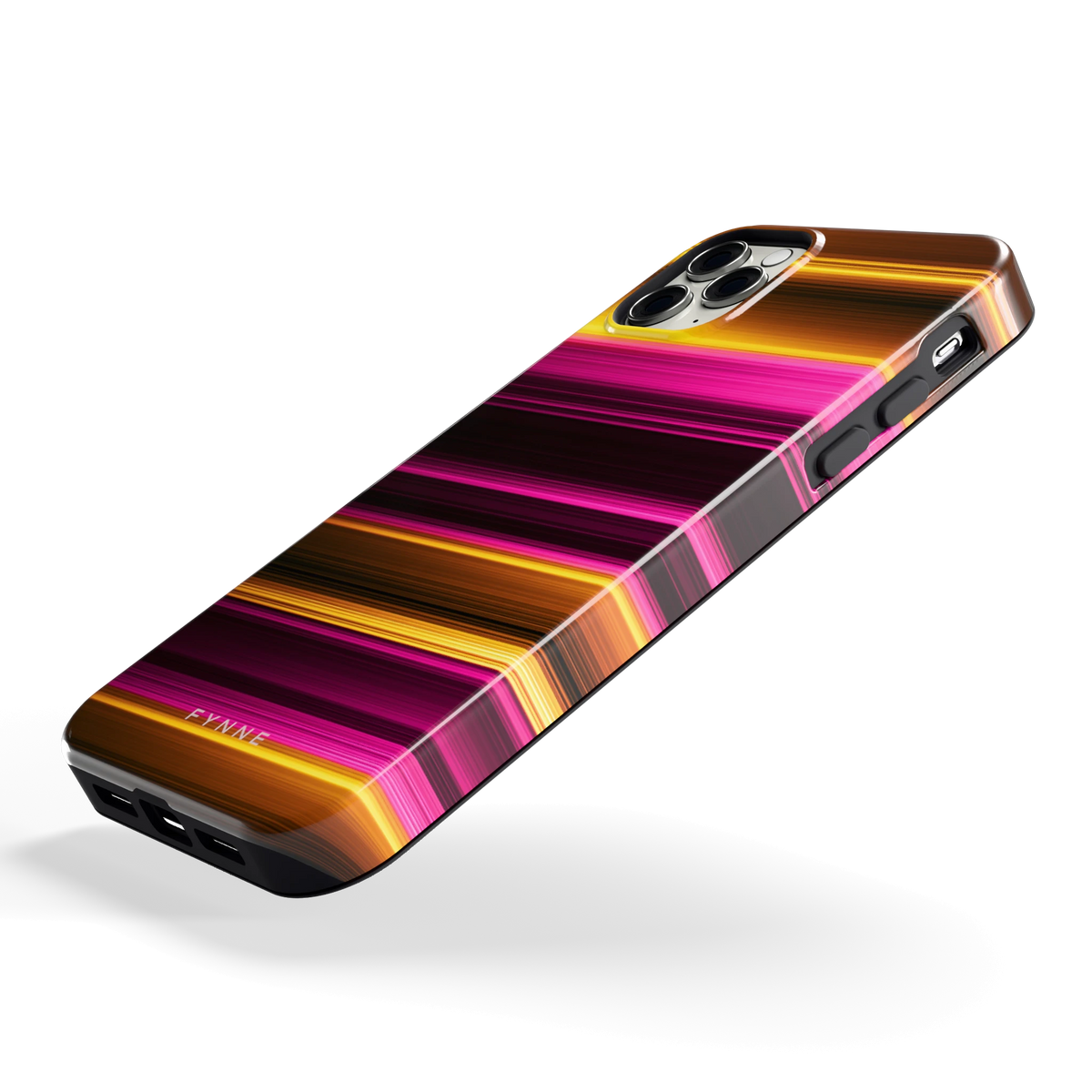 Neon Lichtstrepen hoesje voor iPhone 11 Pro Max, schuin