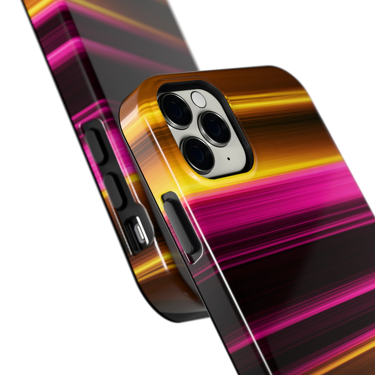 Neon Lichtstrepen hoesje voor iPhone 11 Pro Max, close-up