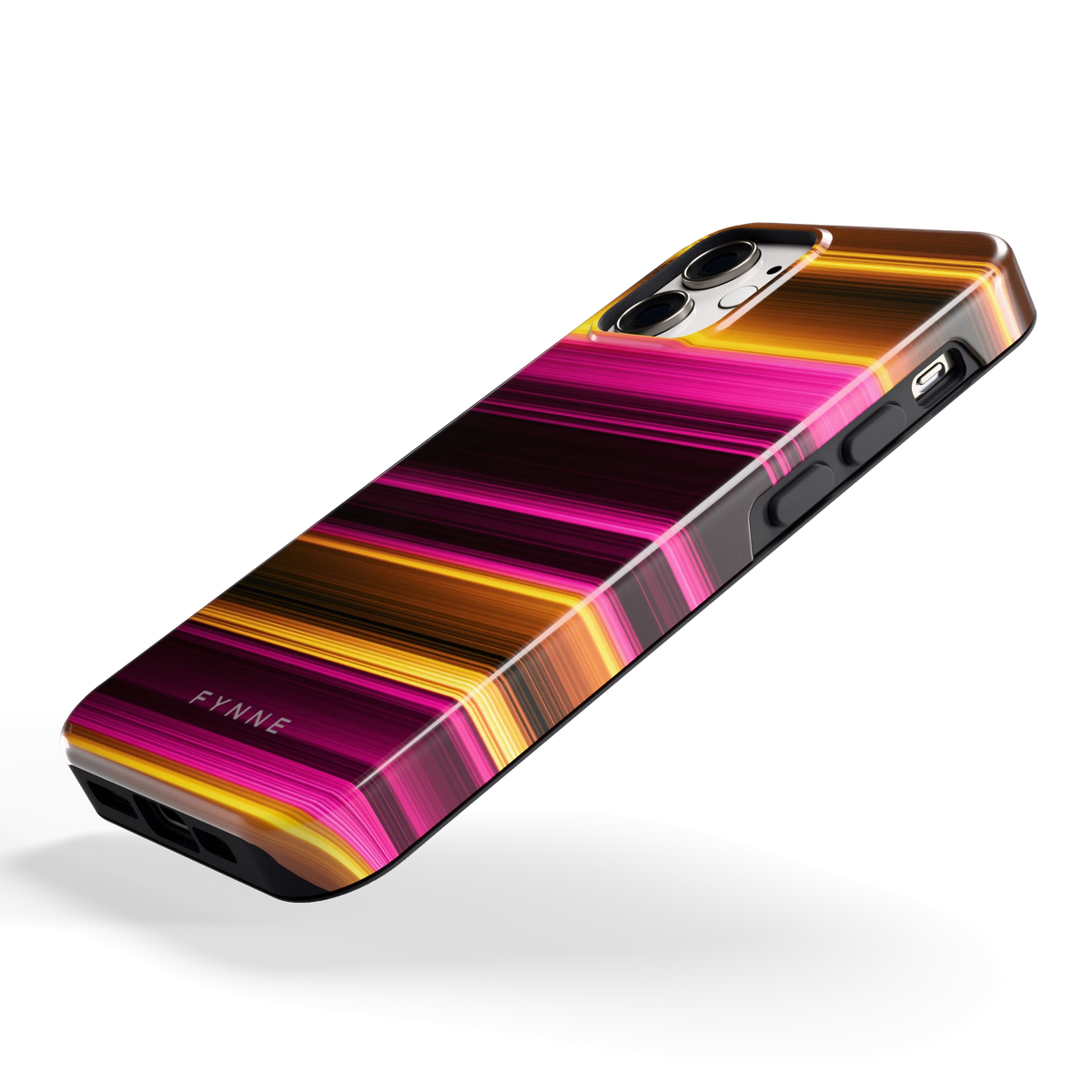 Neon Lichtstrepen hoesje voor iPhone 12 mini, schuin