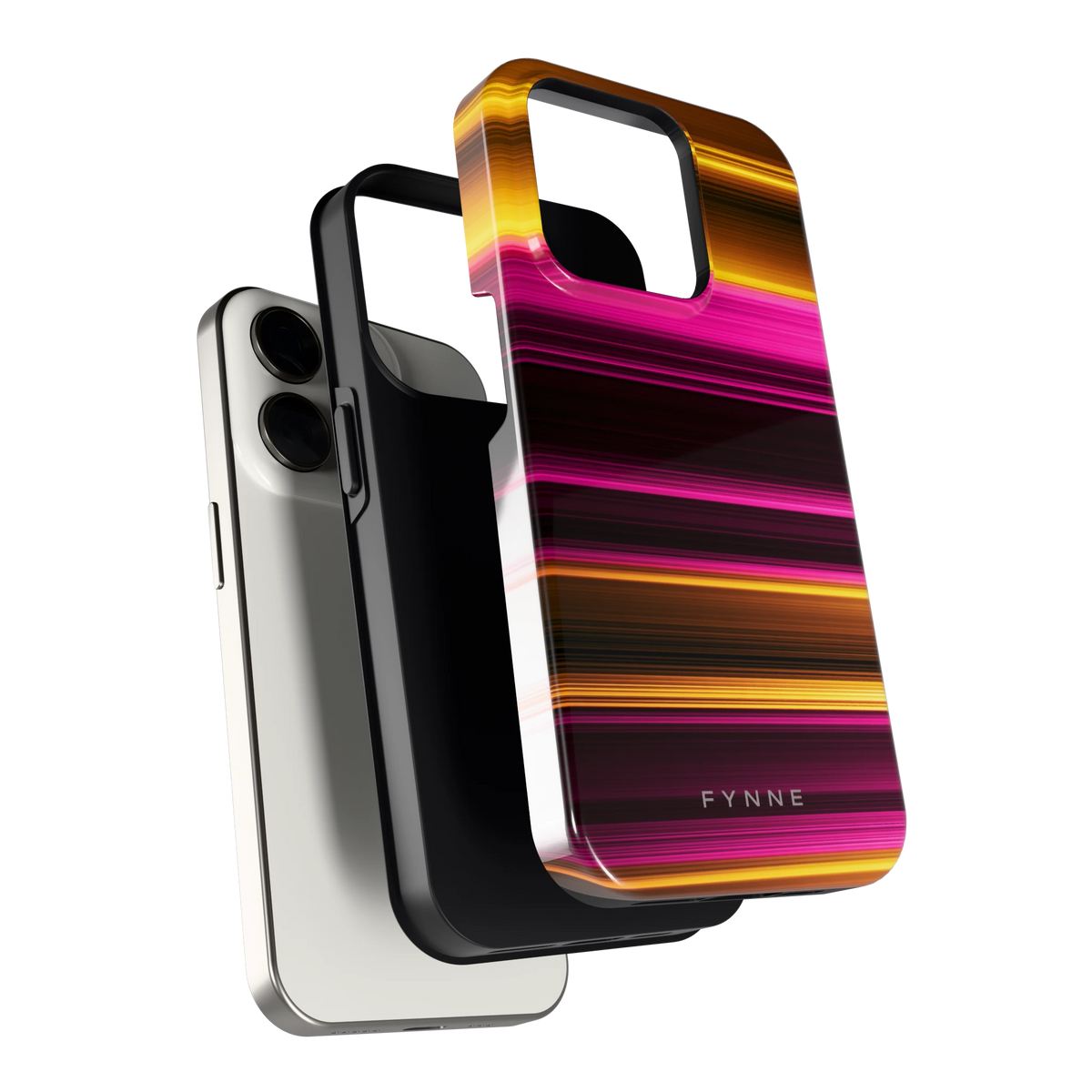Neon Lichtstrepen hoesje voor iPhone 15 Pro, los van de telefoon