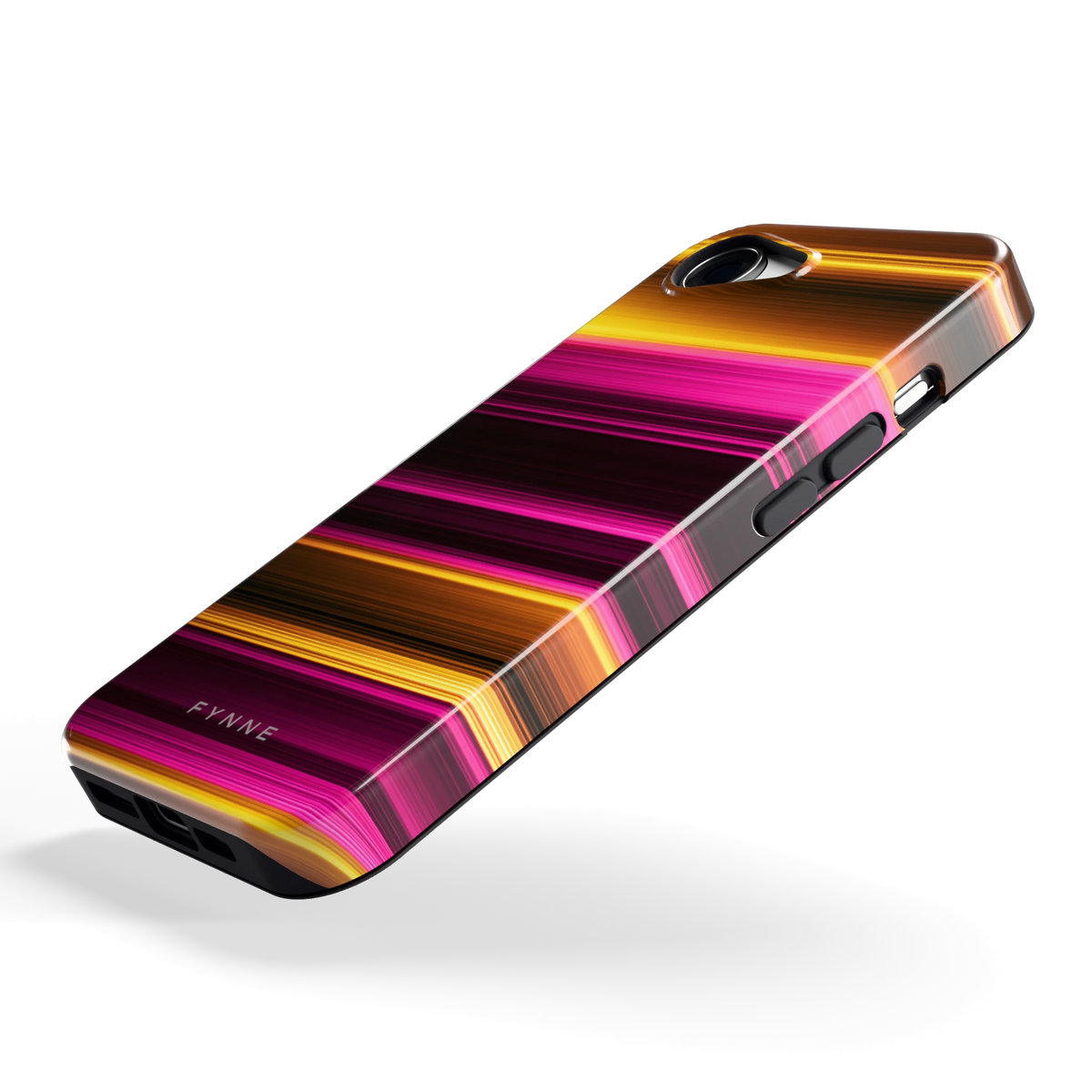 Neon Lichtstrepen hoesje voor iPhone 16e, schuin