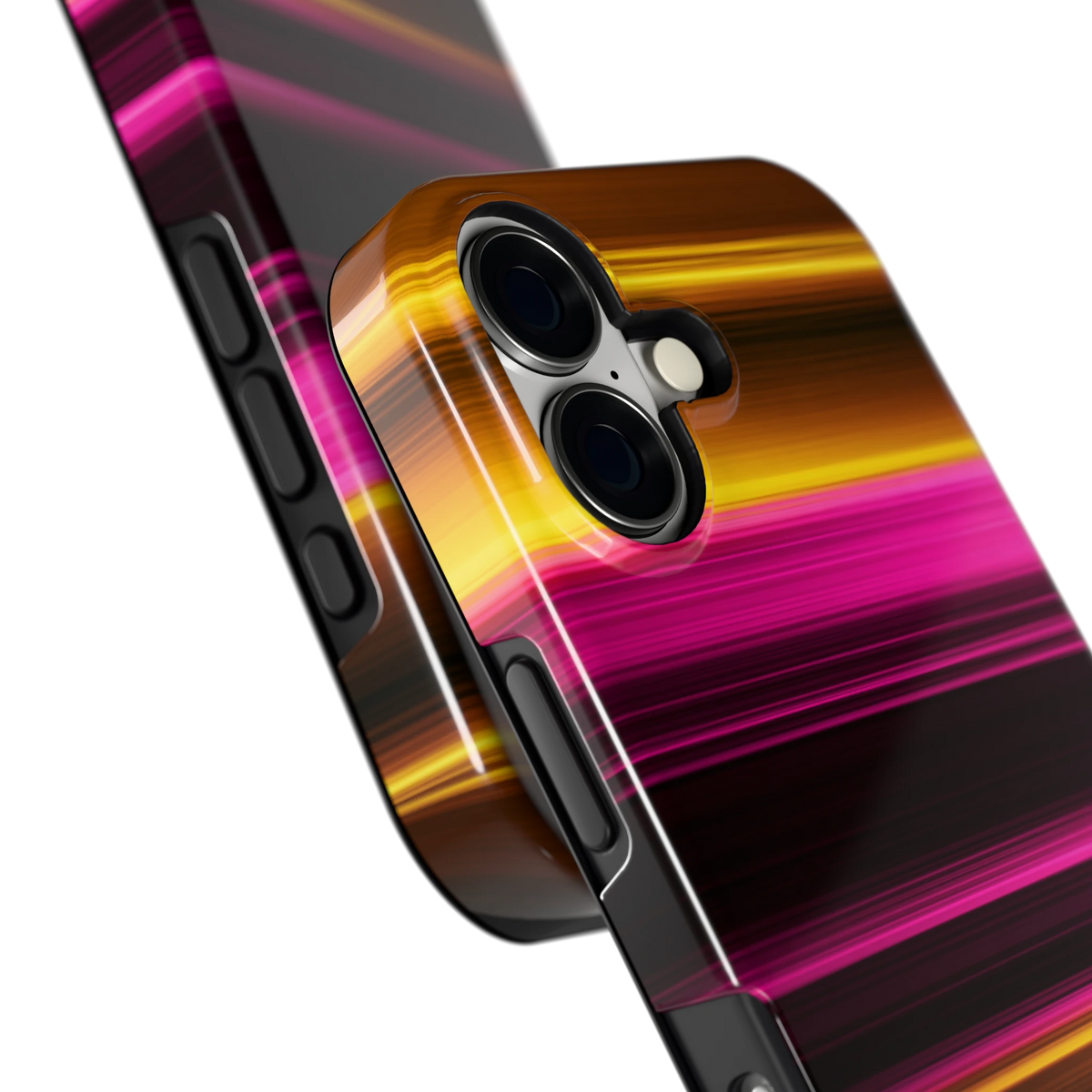 Neon Lichtstrepen hoesje voor iPhone 17, close-up