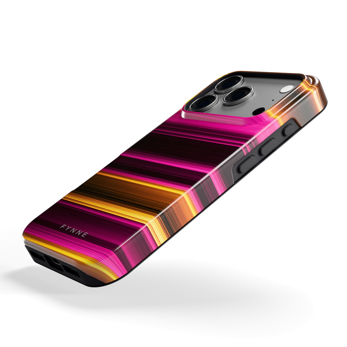 Neon Lichtstrepen hoesje voor iPhone 17 Pro, schuin