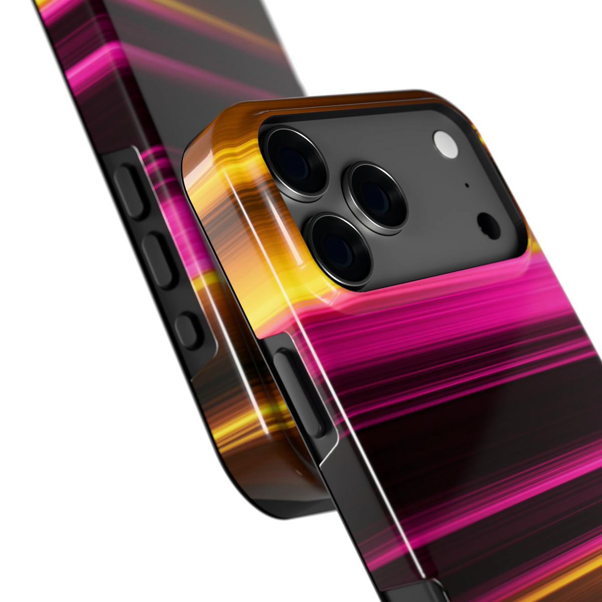 Neon Lichtstrepen hoesje voor iPhone 17 Pro Max, close-up