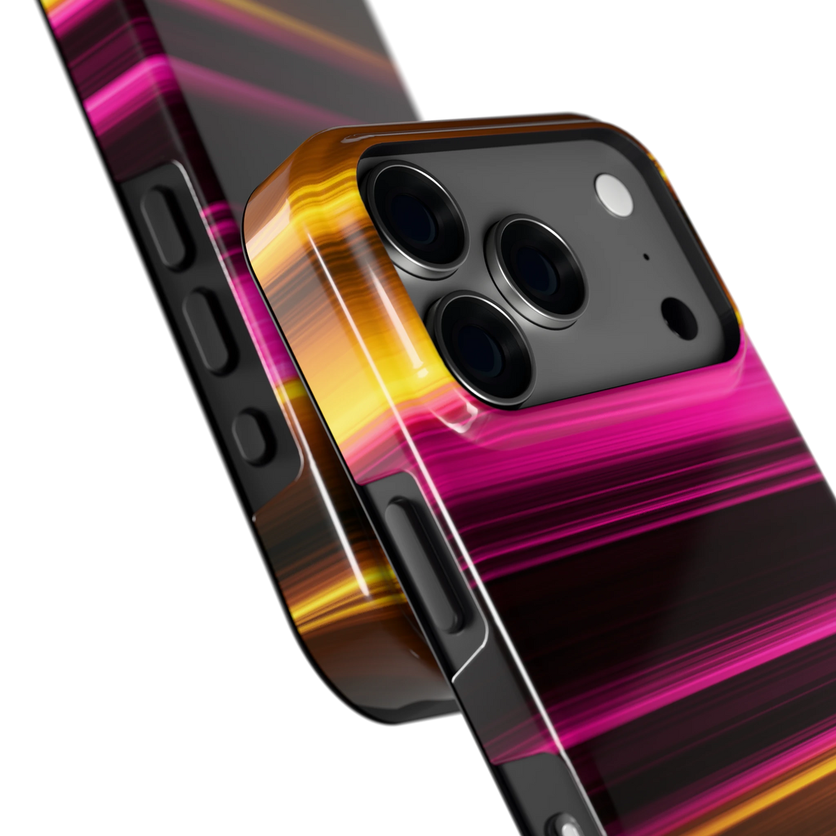 Neon Lichtstrepen hoesje voor iPhone 18 Pro, close-up