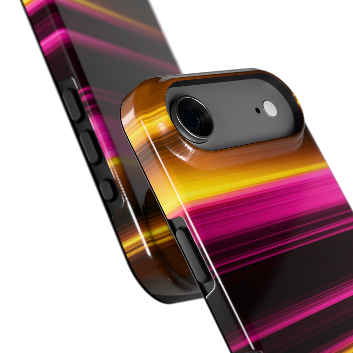 Neon Lichtstrepen hoesje voor iPhone Air, close-up