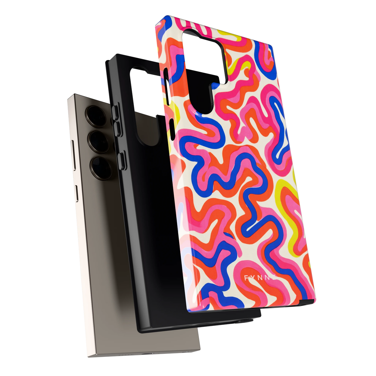 Neon Kronkels hoesje voor Galaxy S24 Ultra, los van de telefoon