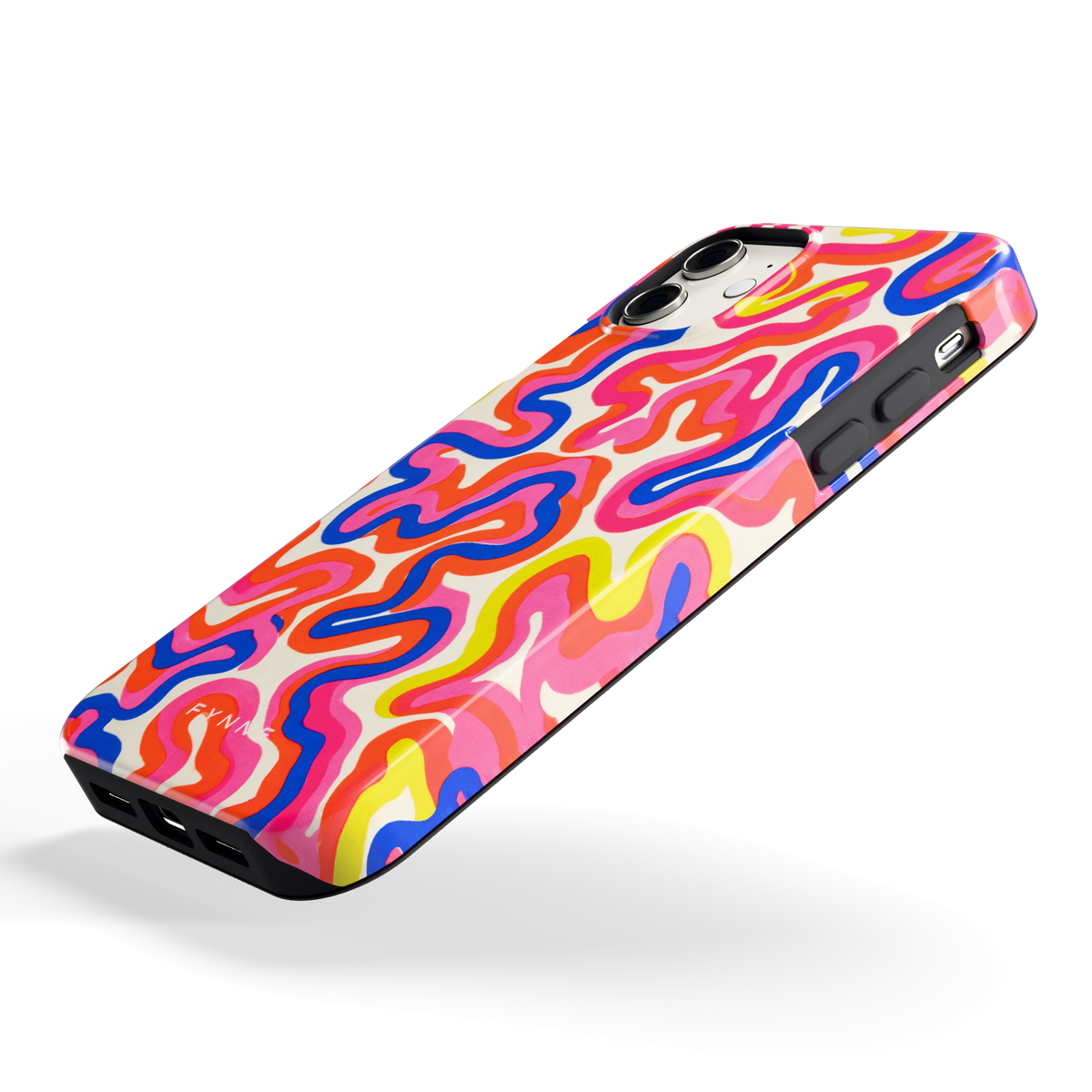 Neon Kronkels hoesje voor iPhone 11, schuin