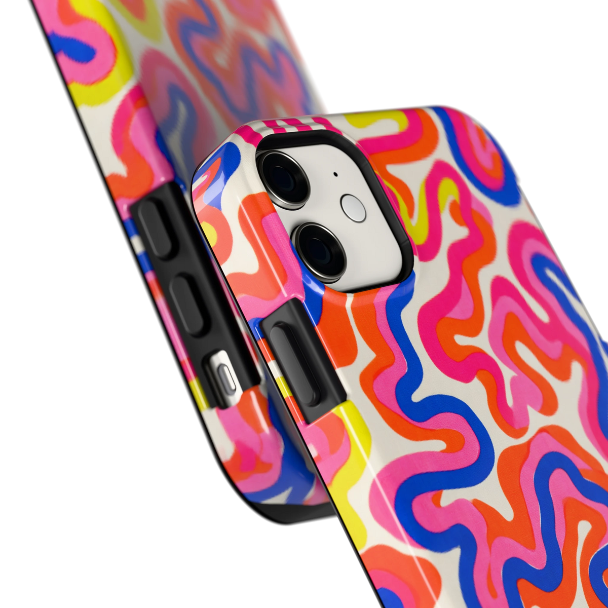 Neon Kronkels hoesje voor iPhone 11, close-up