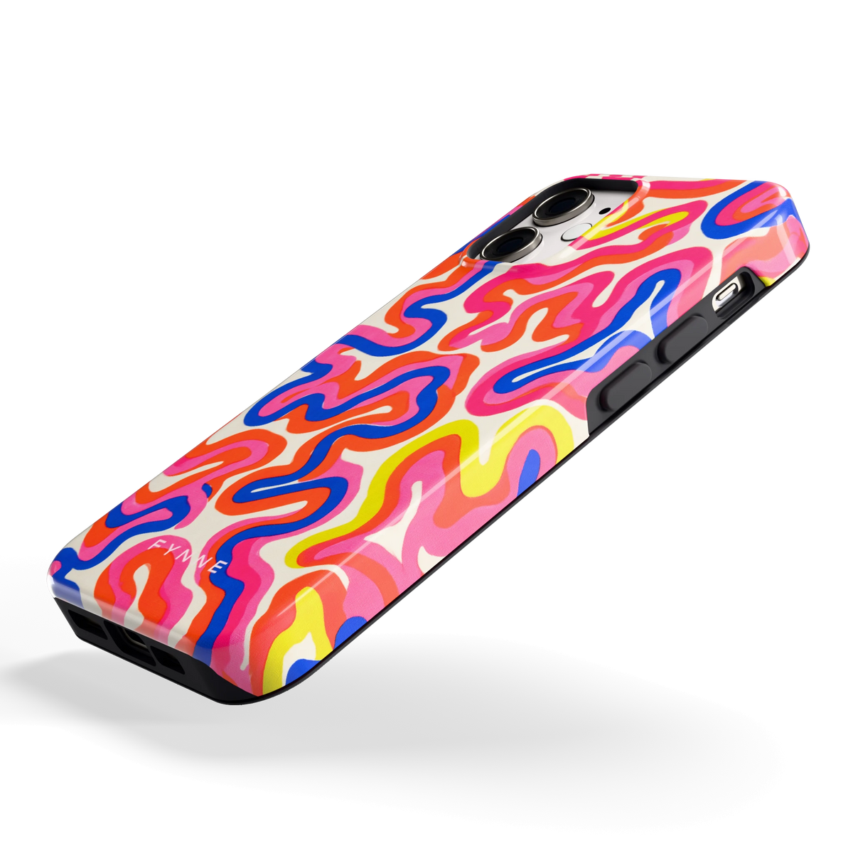 Neon Kronkels hoesje voor iPhone 12 mini, schuin