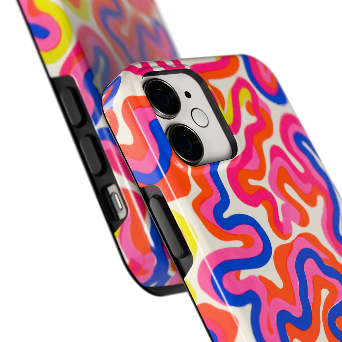 Neon Kronkels hoesje voor iPhone 12 mini, close-up