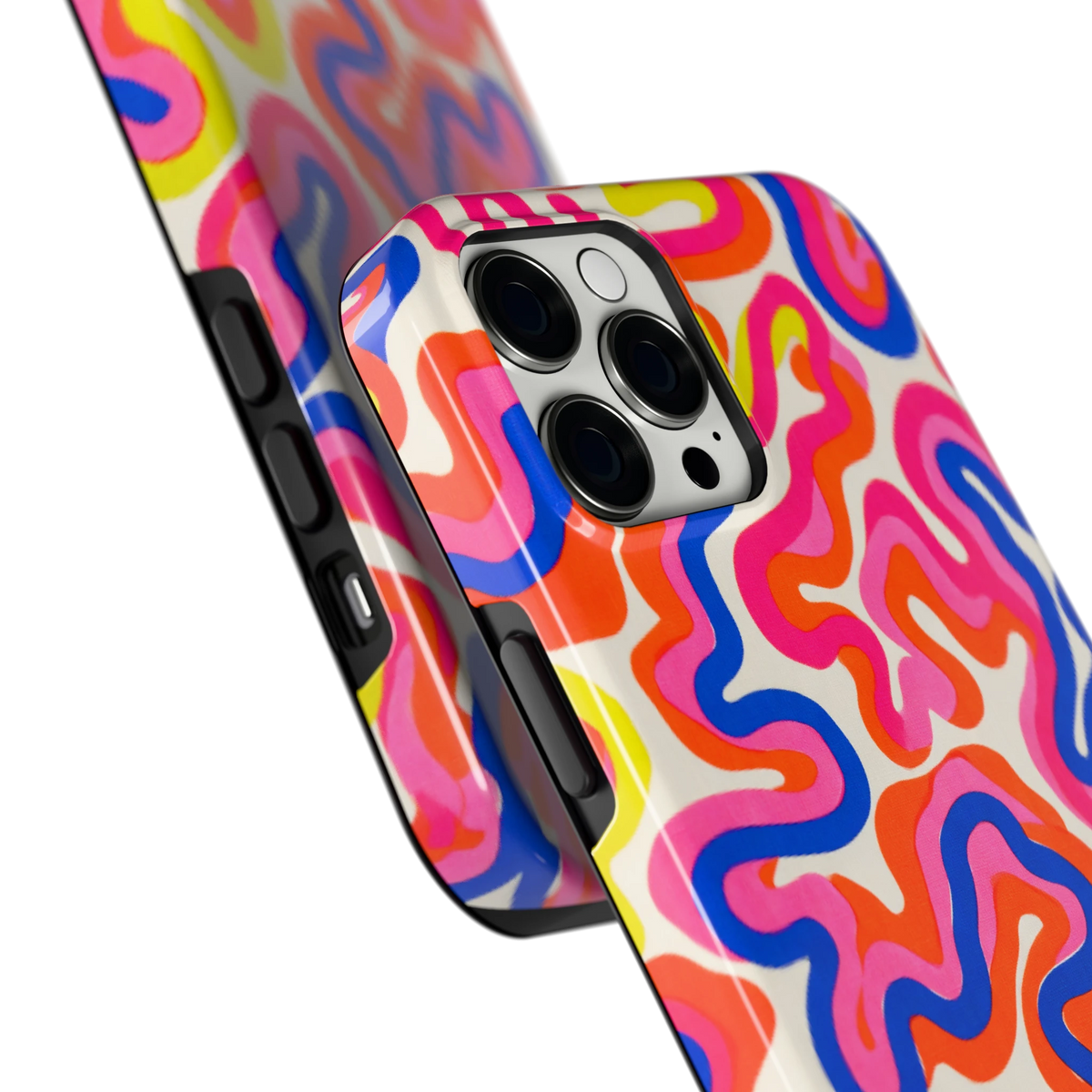 Neon Kronkels hoesje voor iPhone 12 Pro Max, close-up